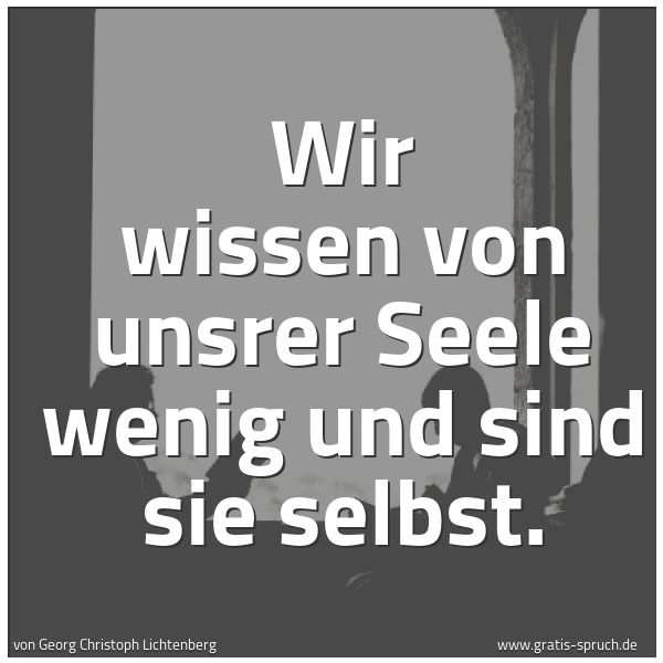 Spruchbild mit dem Text 'Wir wissen von unsrer Seele wenig und sind sie selbst.'