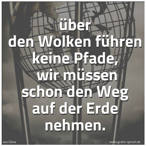 Spruchbild mit dem Text 'Über den Wolken führen keine Pfade, 
wir müssen schon den Weg auf der Erde nehmen.'
