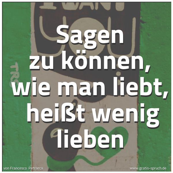 Spruchbild mit dem Text 'Sagen zu können, wie man liebt, 
heißt wenig lieben'