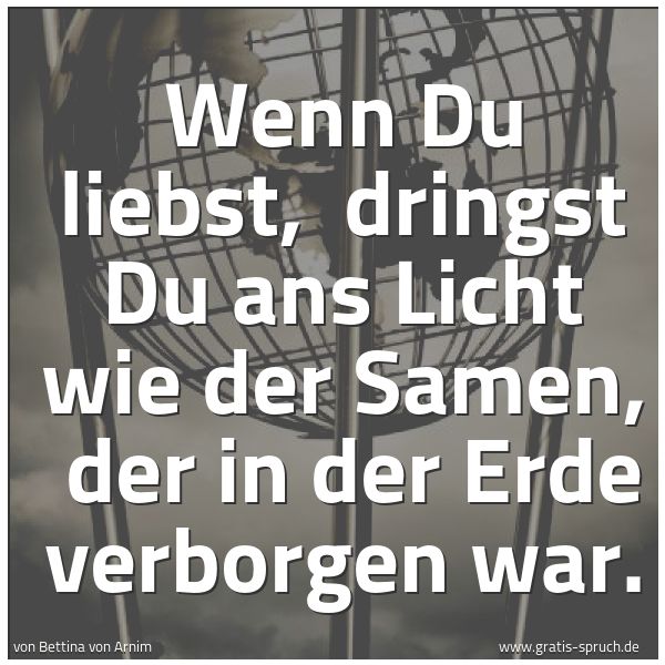 Spruchbild mit dem Text 'Wenn Du liebst, 
dringst Du ans Licht wie der Samen, 
der in der Erde verborgen war.'