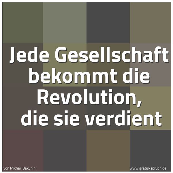 Spruchbild mit dem Text 'Jede Gesellschaft bekommt die Revolution, 
die sie verdient'