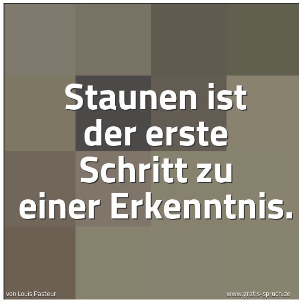 Spruchbild mit dem Text 'Staunen ist der erste Schritt zu einer Erkenntnis.'