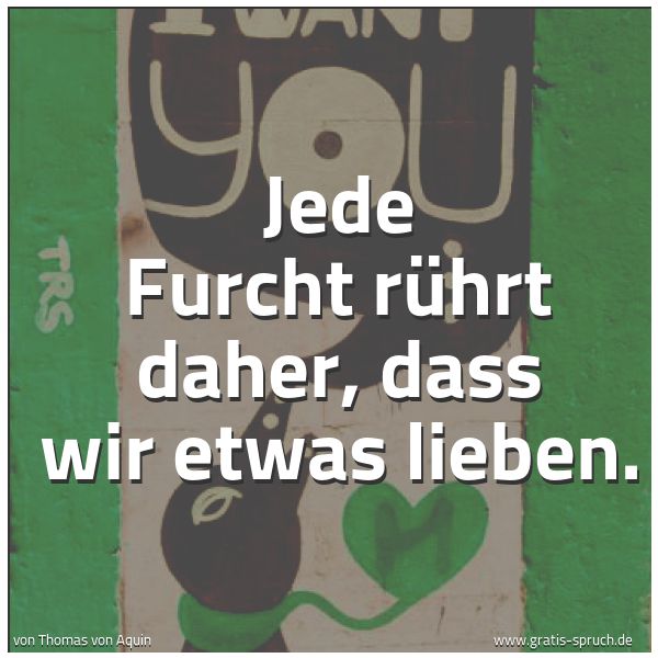 Spruchbild mit dem Text ' Jede Furcht rührt daher, dass wir etwas lieben. '
