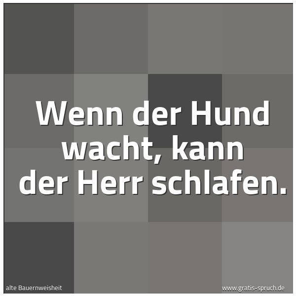 Spruchbild mit dem Text 'Wenn der Hund wacht,
kann der Herr schlafen.'