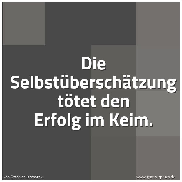 Spruchbild mit dem Text 'Die Selbstüberschätzung tötet den Erfolg im Keim. '