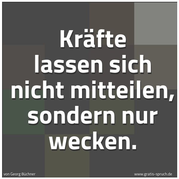 Spruchbild mit dem Text 'Kräfte lassen sich nicht mitteilen, sondern nur wecken.'