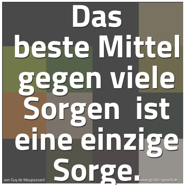 Spruchbild mit dem Text 'Das beste Mittel gegen viele Sorgen 
ist eine einzige Sorge.'