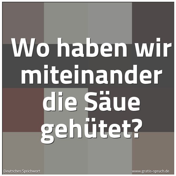 Spruchbild mit dem Text 'Wo haben wir miteinander die Säue gehütet?'