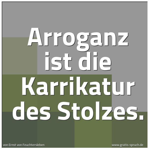 Spruchbild mit dem Text 'Arroganz ist die Karrikatur des Stolzes.'
