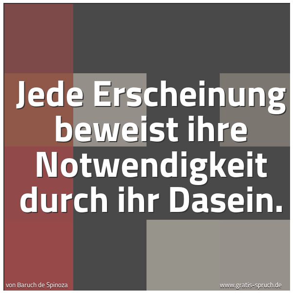 Spruchbild mit dem Text 'Jede Erscheinung beweist ihre Notwendigkeit durch ihr Dasein.'