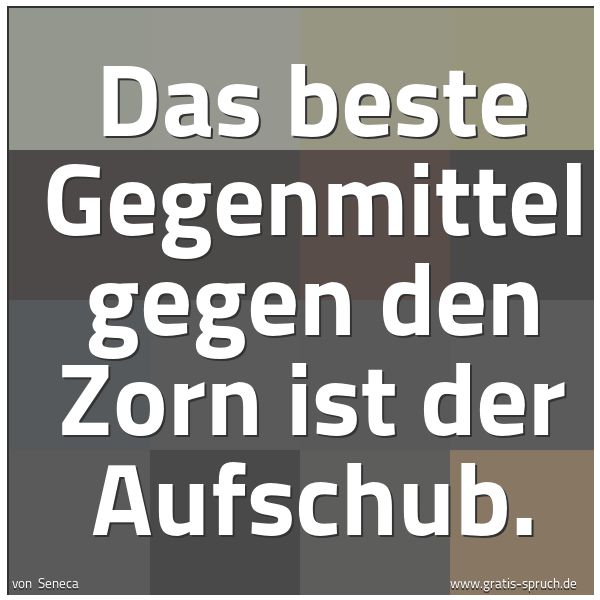Spruchbild mit dem Text 'Das beste Gegenmittel gegen den Zorn ist der Aufschub.'