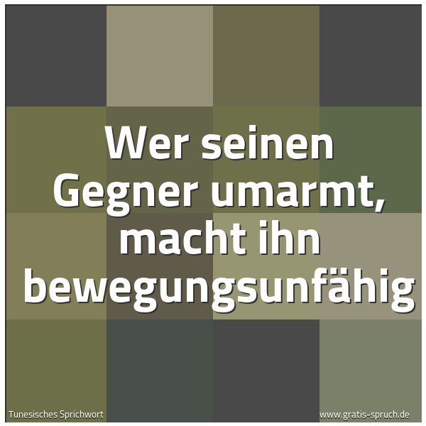 Spruchbild mit dem Text 'Wer seinen Gegner umarmt,
macht ihn bewegungsunfähig'