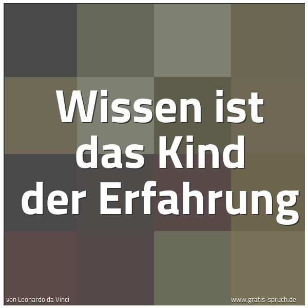 Spruchbild mit dem Text 'Wissen ist das Kind der Erfahrung'