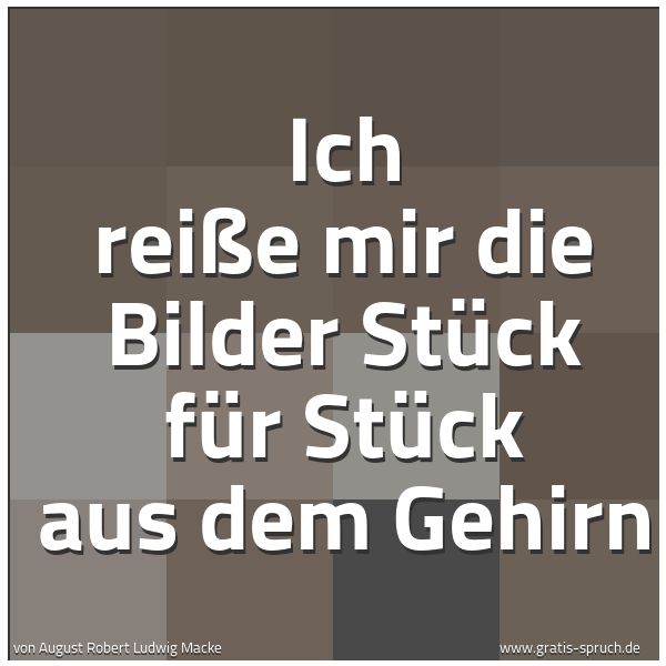 Spruchbild mit dem Text 'Ich reiße mir die Bilder Stück für Stück aus dem Gehirn'