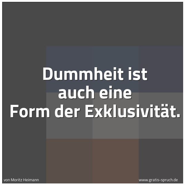 Spruchbild mit dem Text 'Dummheit ist auch eine Form der Exklusivität.'