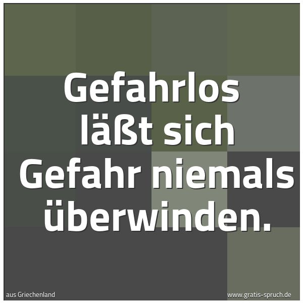 Spruchbild mit dem Text 'Gefahrlos 
läßt sich Gefahr niemals überwinden.'