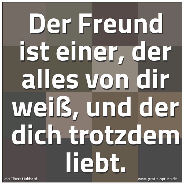 Spruchbild mit dem Text 'Der Freund ist einer, der alles von dir weiß,
und der dich trotzdem liebt.'