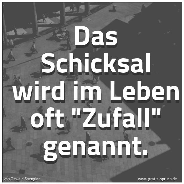Spruchbild mit dem Text 'Das Schicksal wird im Leben oft 'Zufall' genannt.'