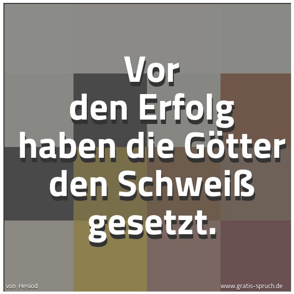 Spruchbild mit dem Text 'Vor den Erfolg haben die Götter den Schweiß gesetzt.'