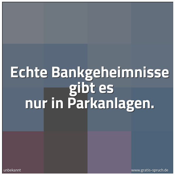 Spruchbild mit dem Text 'Echte Bankgeheimnisse 
 gibt es nur in Parkanlagen. '