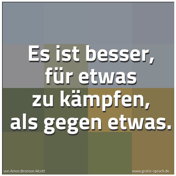 Spruchbild mit dem Text 'Es ist besser, für etwas zu kämpfen, als gegen etwas.'